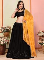 Vichitra Silk Yellow Party Wear Sequins Work Lehenga Choli